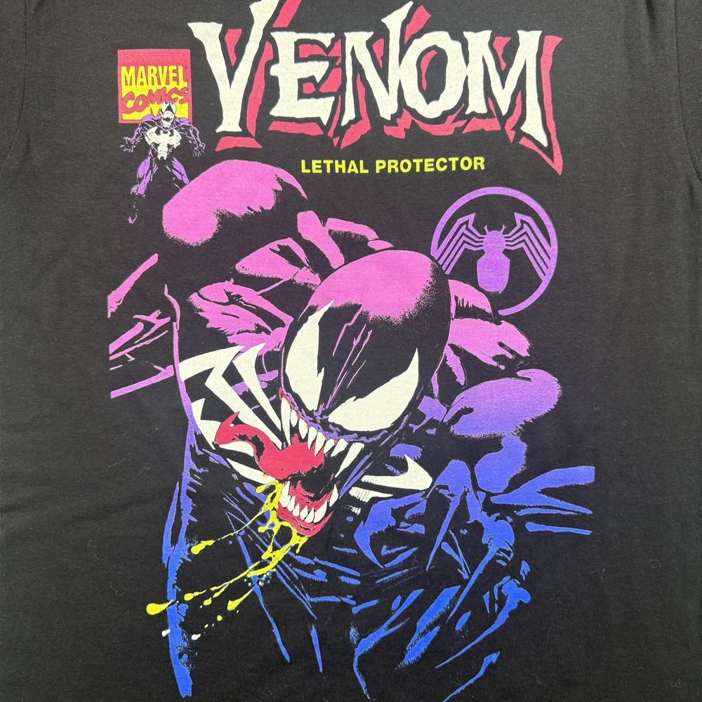 Marvel Venom Shirt Mens Small Black Lethal‎ Protector Graphic Tee Spider-Man